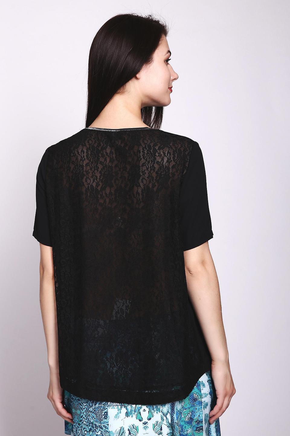 Блуза Lebek чёрная с кружевной спинкой
