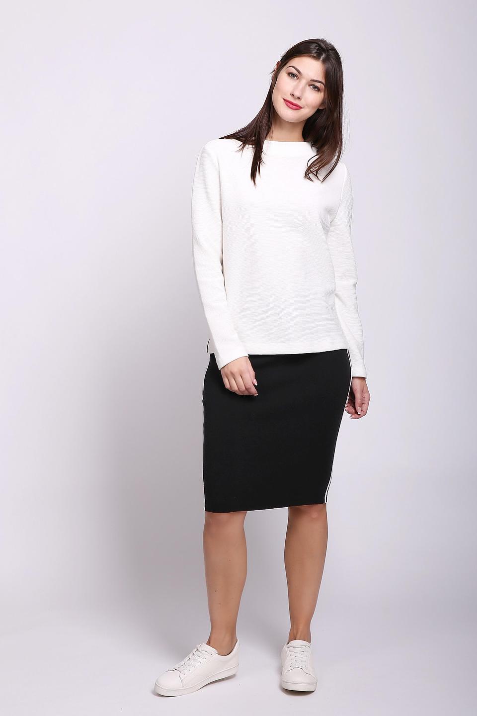 Пуловер Gerry Weber белый с чёрными вставками и молнией