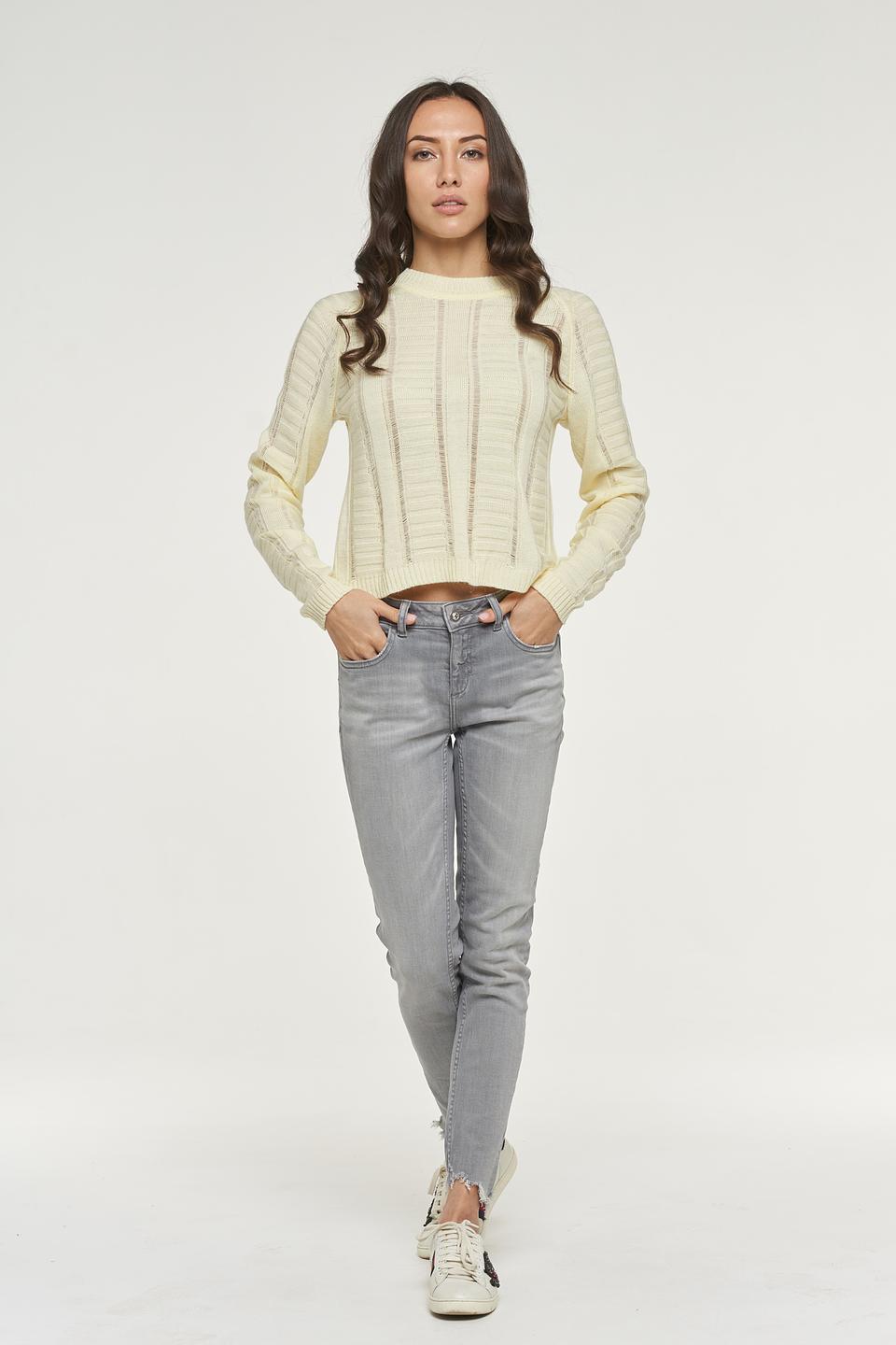 Джемпер VAY с косами кремовый