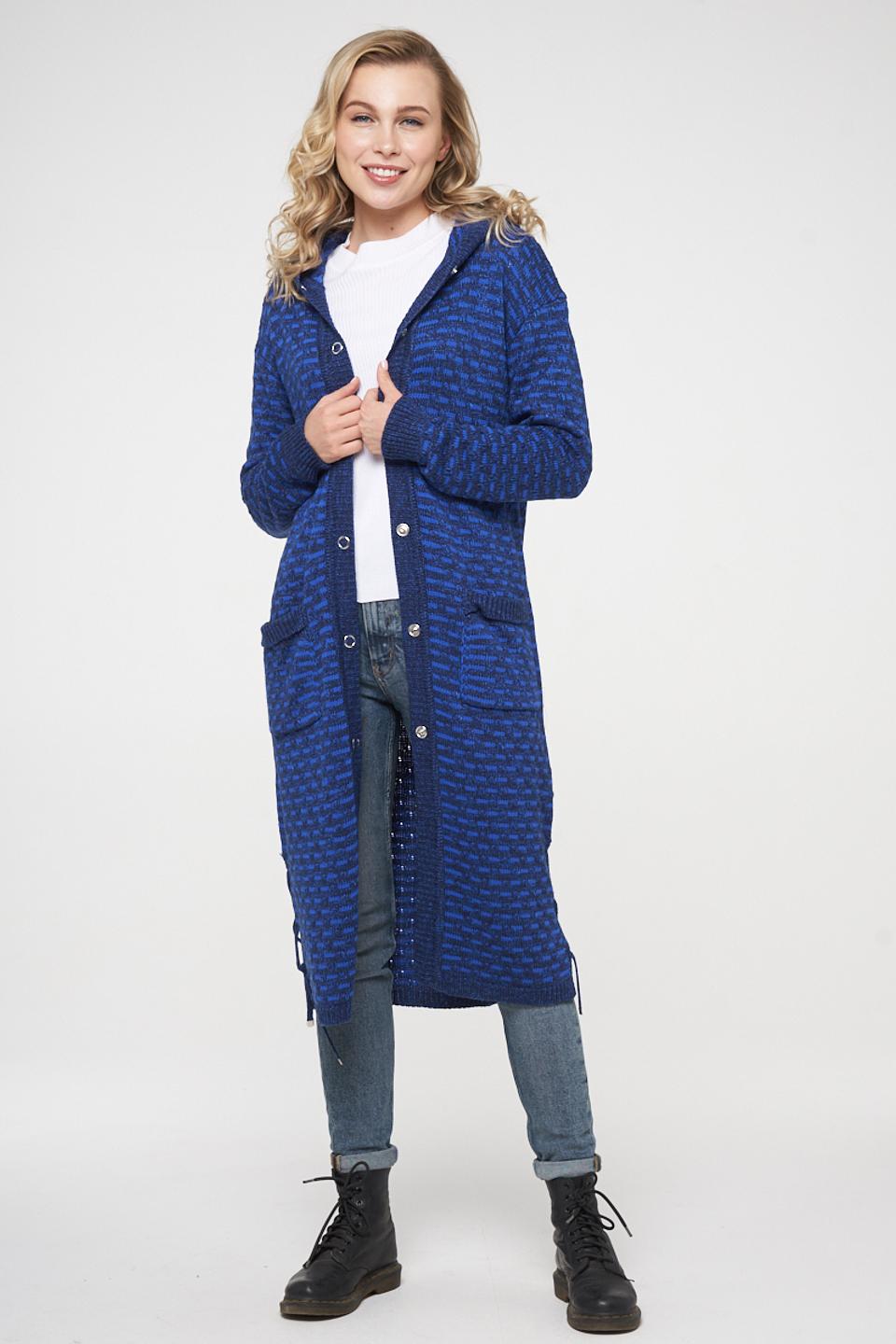 Кардиган VAY с капюшоном синий