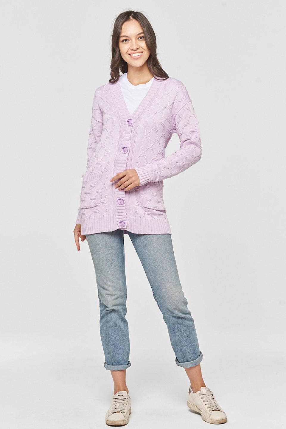 Кардиган BE YOU вязаный светло-лиловый