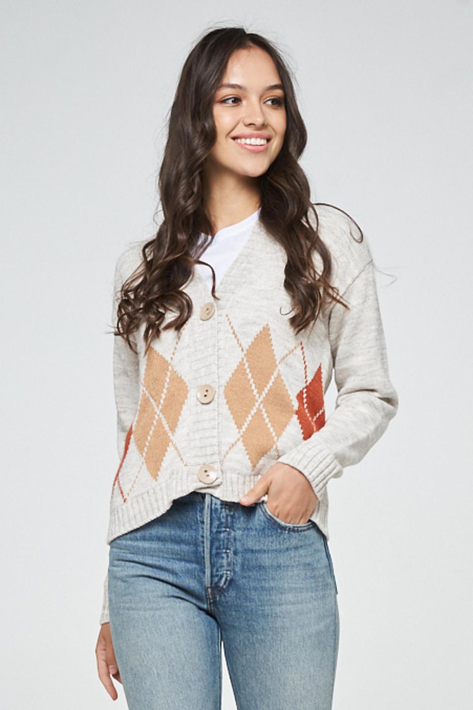 Кардиган BE YOU в ромб бежевый