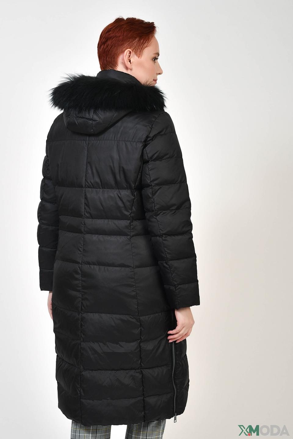 Пальто Lebek чёрное с мехом