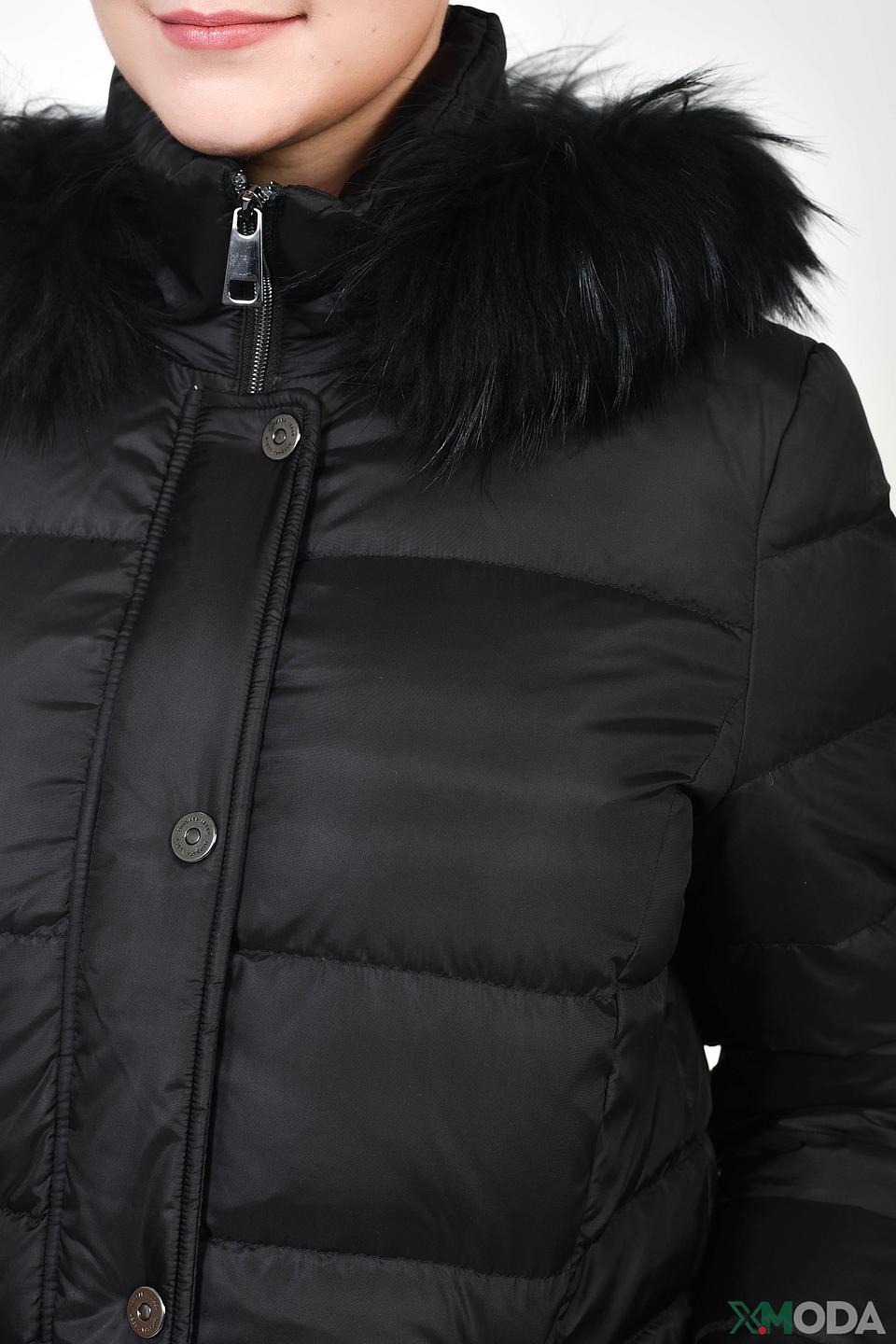 Пальто Lebek чёрное с мехом