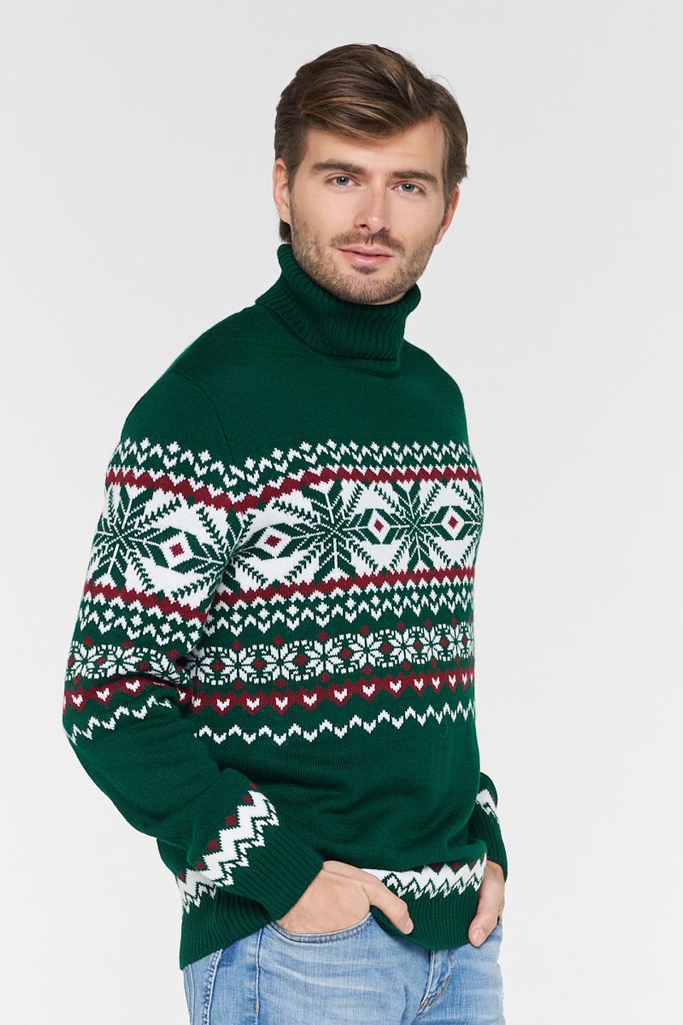 Пуловер VAY мужской с узором зелёный