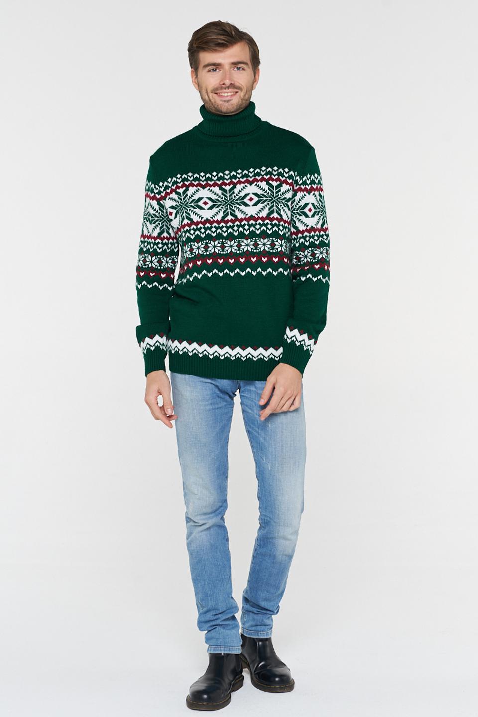 Пуловер VAY мужской с узором зелёный