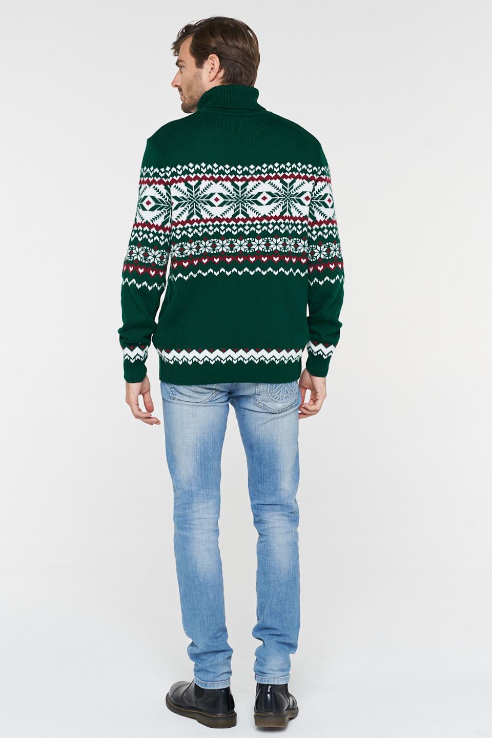 Пуловер VAY мужской с узором зелёный
