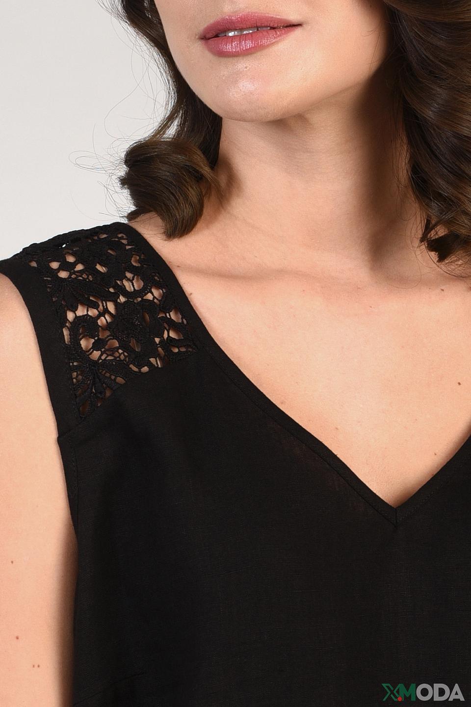 Топ Just Valeri с кружевом чёрный