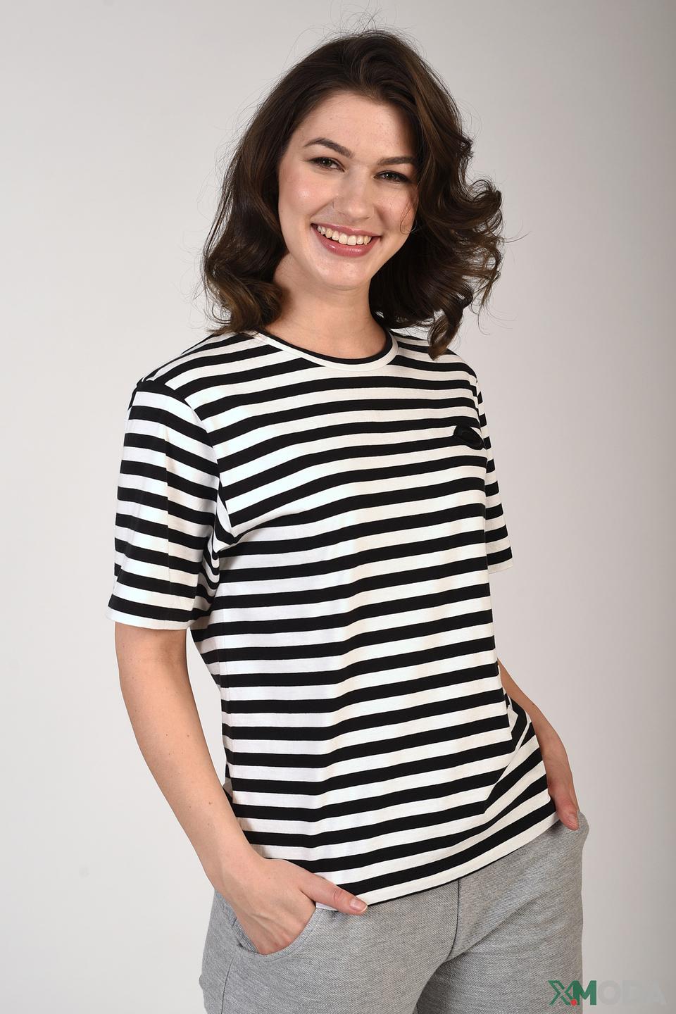 Футболка Pezzo в полоску чёрно-белая