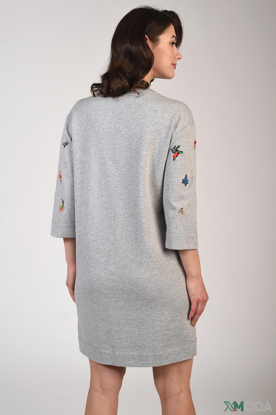 Платье Pezzo с вышивкой серое