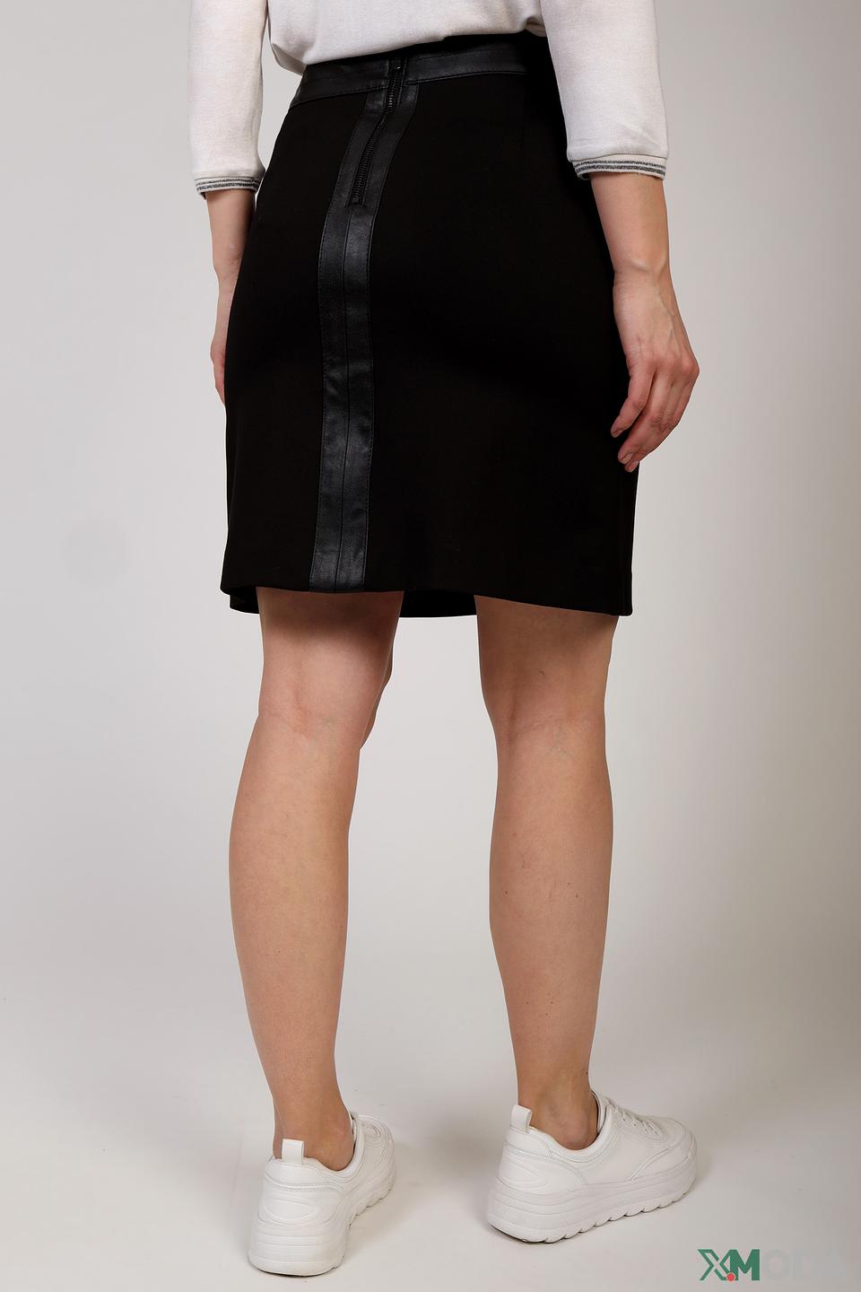 Юбка Gardeur с кожаными вставками, черная