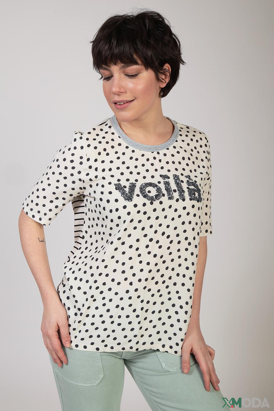 Блуза Oui с пайетками в горошек