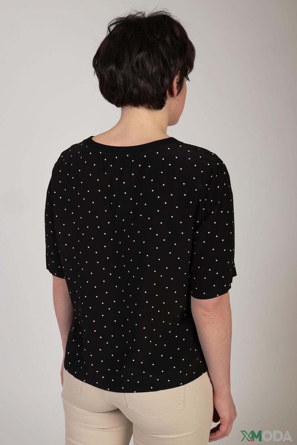 Блуза Oui в горошек чёрная