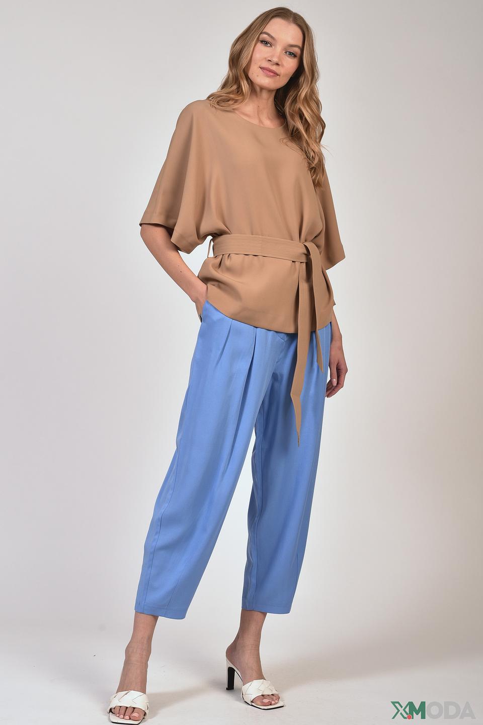 Блуза Mos Mosh с поясом бежевая