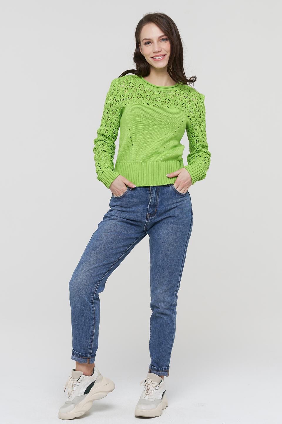 Джемпер BE YOU с ажуром лайм