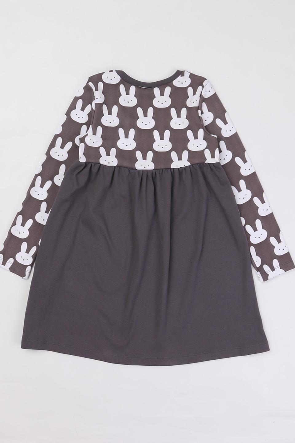 Платье КотМарКот с зайчиками серое