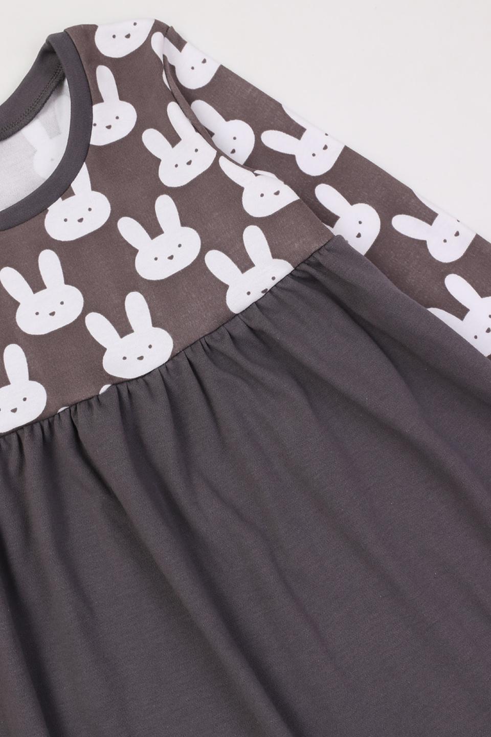Платье КотМарКот с зайчиками серое
