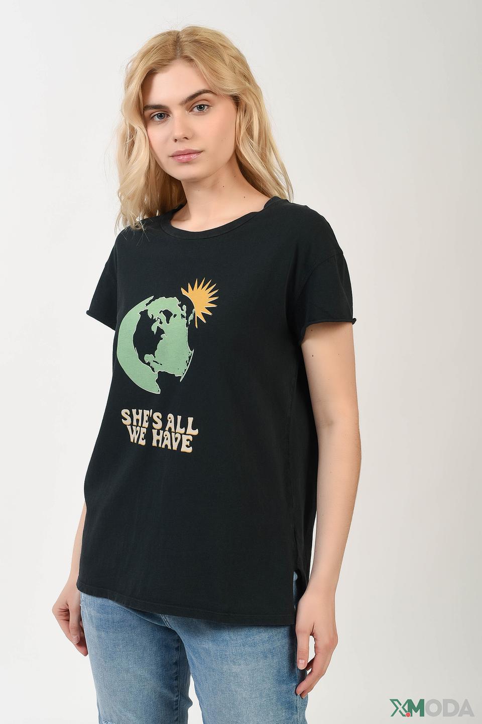 Футболка Set с принтом чёрная