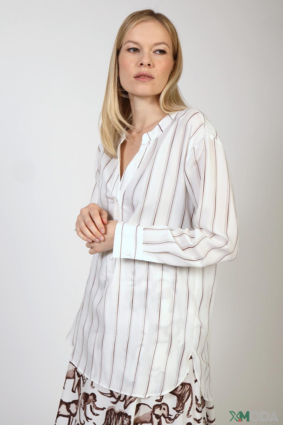 Блуза Comma в полоску белая