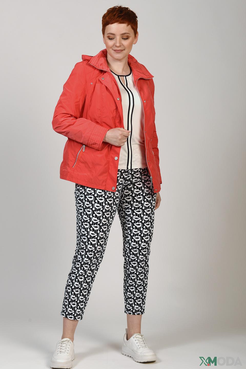 Куртка Lebek женская кораллового цвета с капюшоном