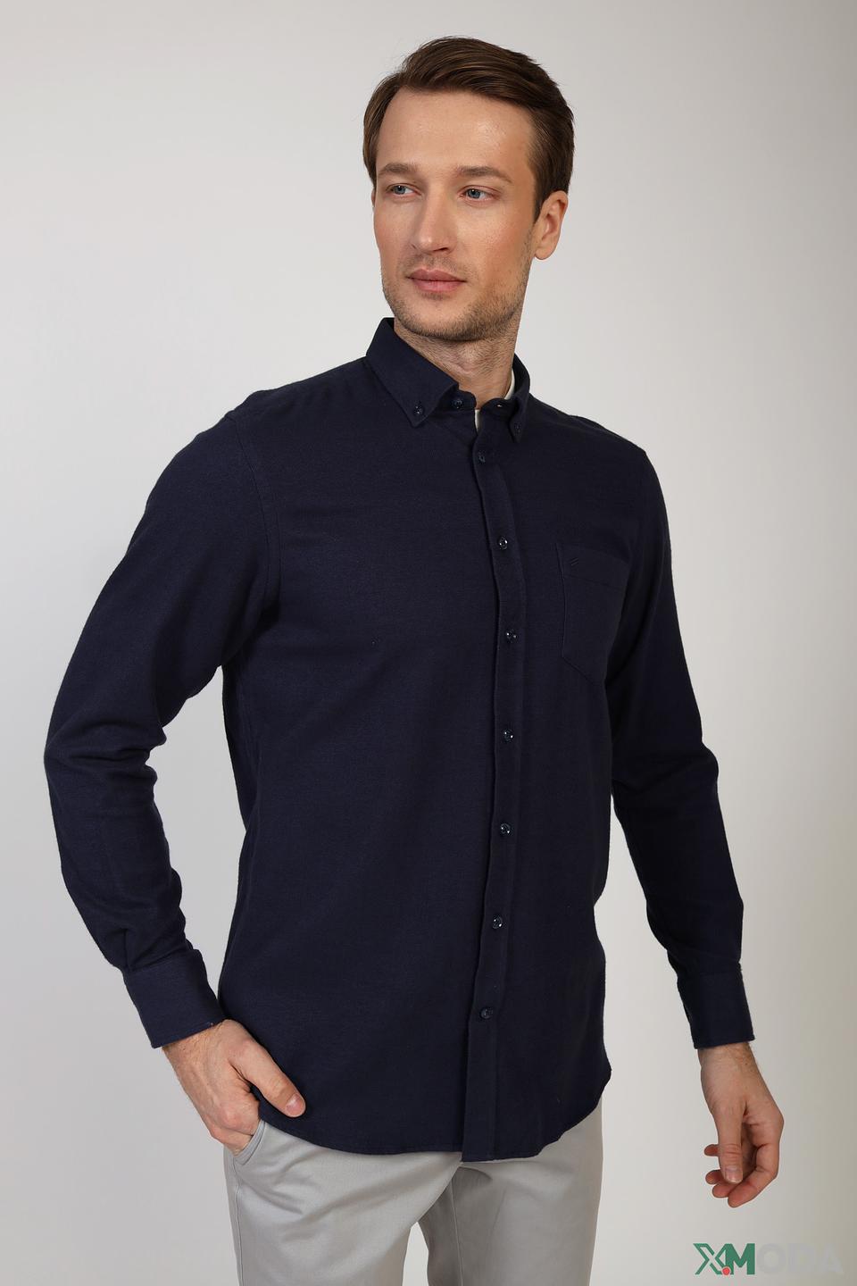 Рубашка Granchio синяя с текстурой