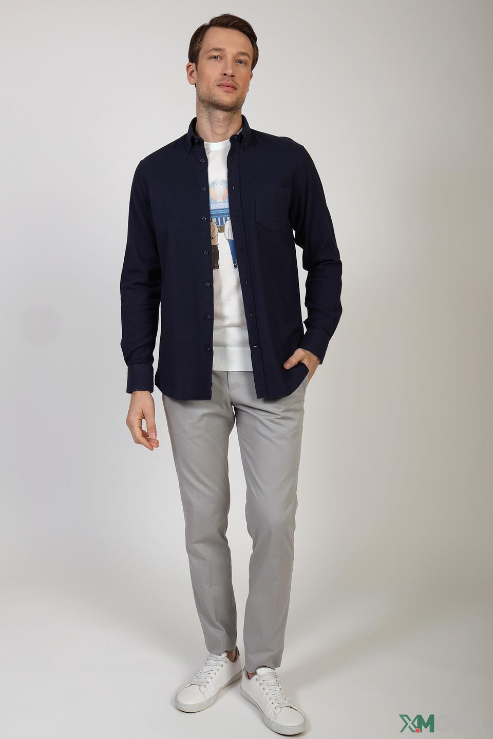 Рубашка Granchio синяя с текстурой