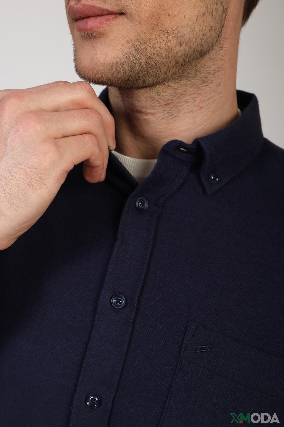 Рубашка Granchio синяя с текстурой