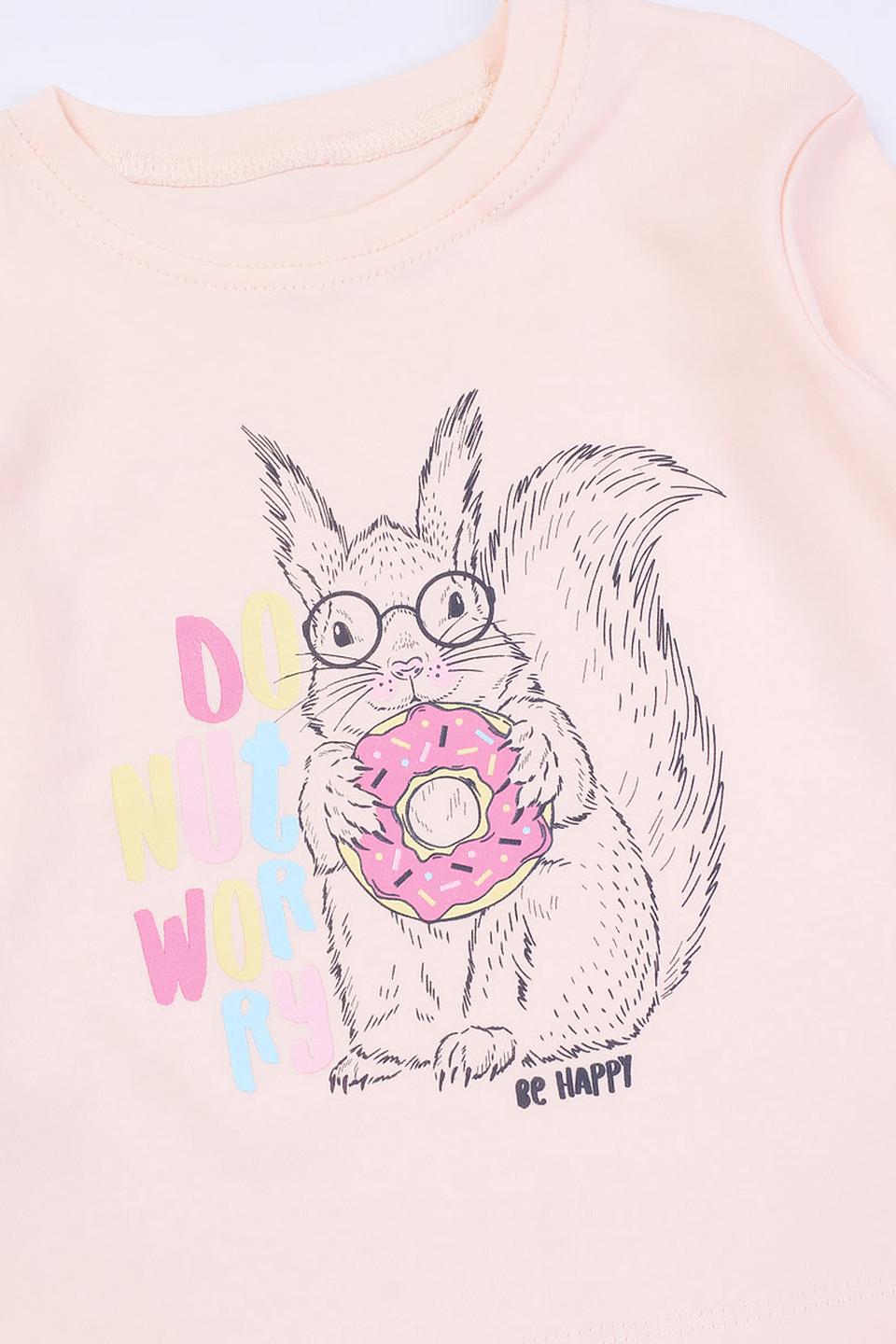 Футболка КотМарКот girl бежевая с белкой