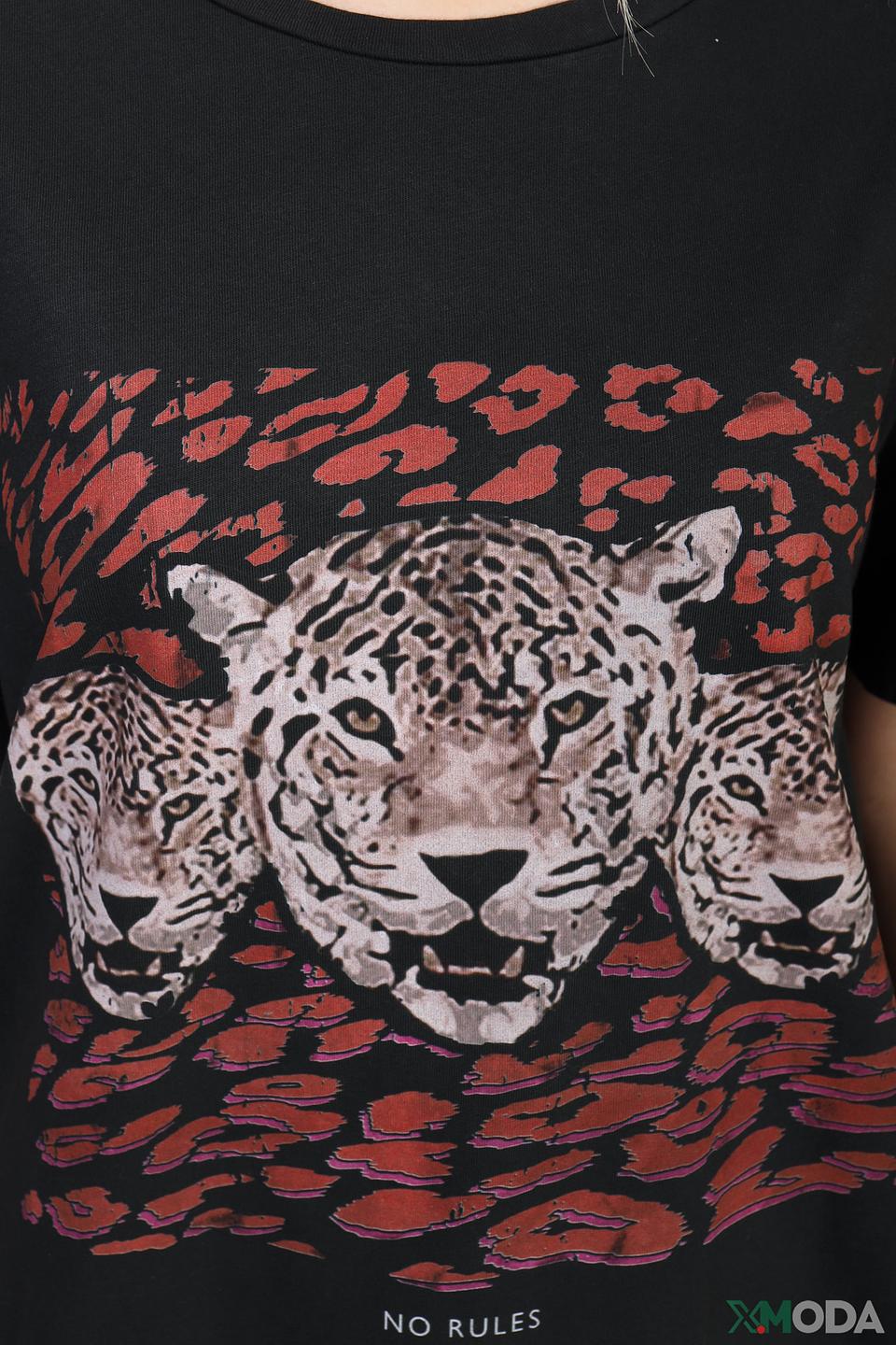 Футболка Set с принтом леопардов чёрная