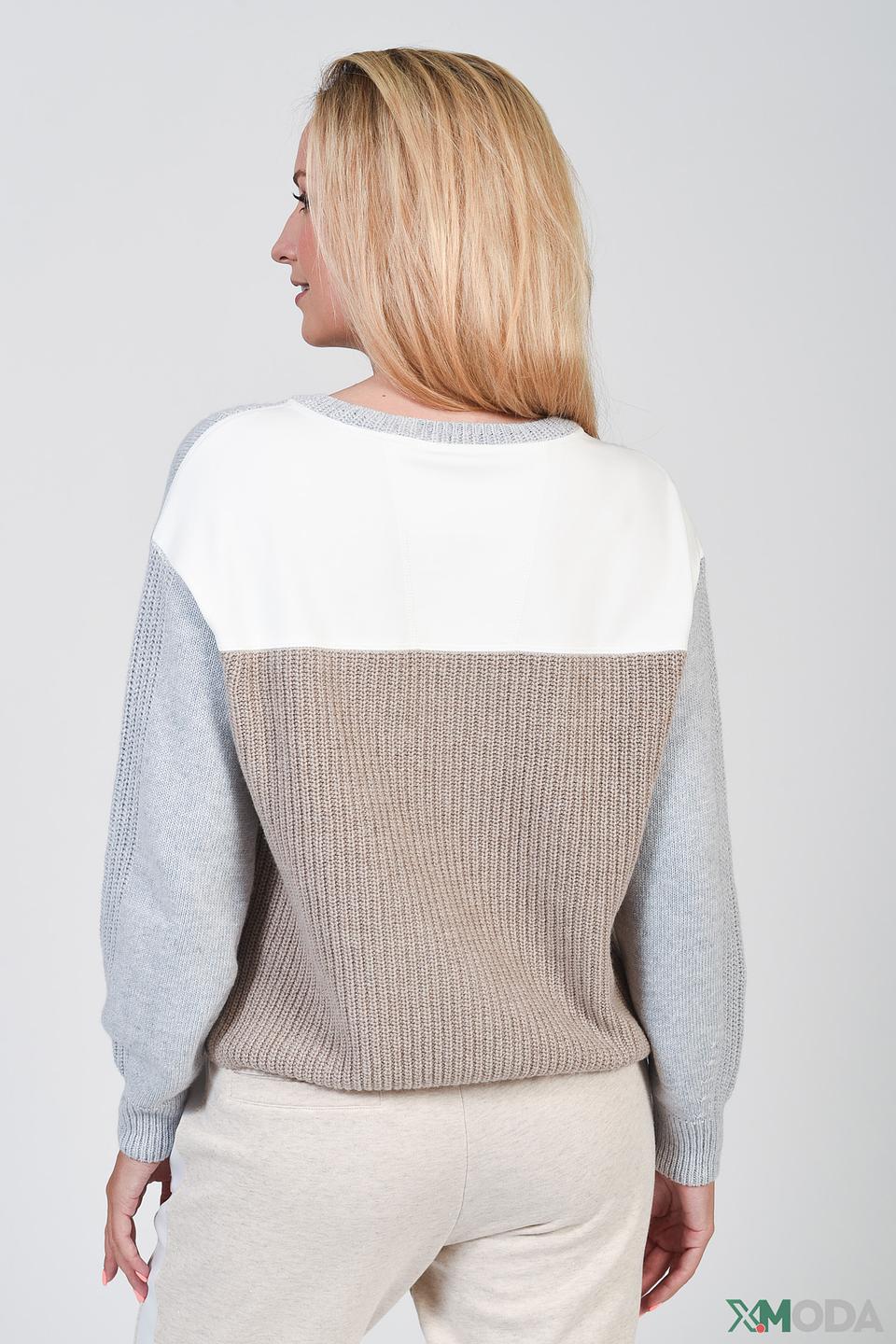 Пуловер Marc Cain колор-блок серый