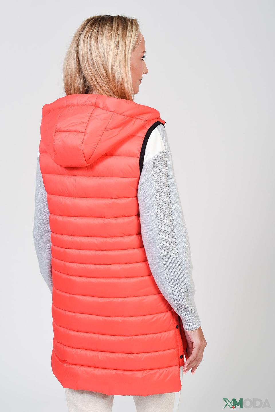 Жилет Frieda and Freddies стеганый оранжевый с капюшоном на кнопках