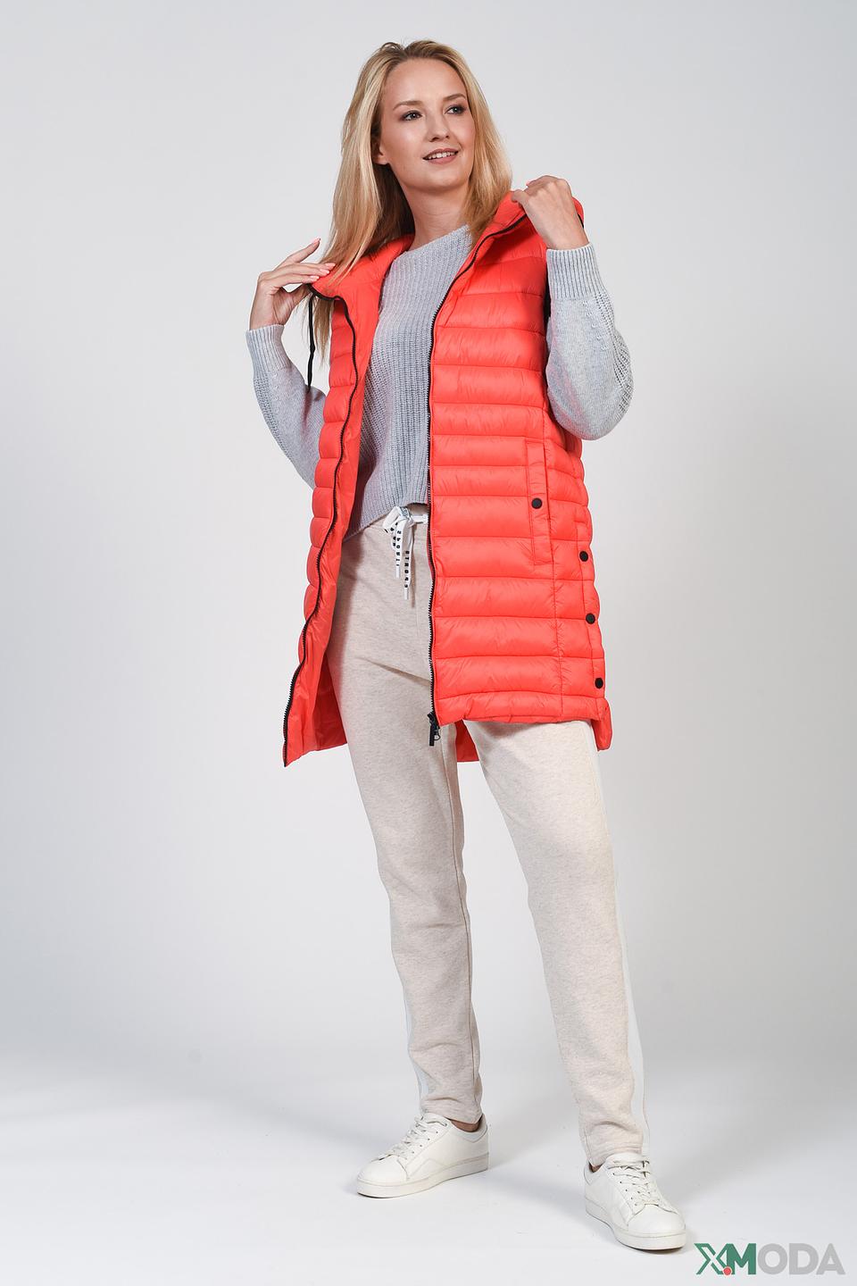 Жилет Frieda and Freddies стеганый оранжевый с капюшоном на кнопках