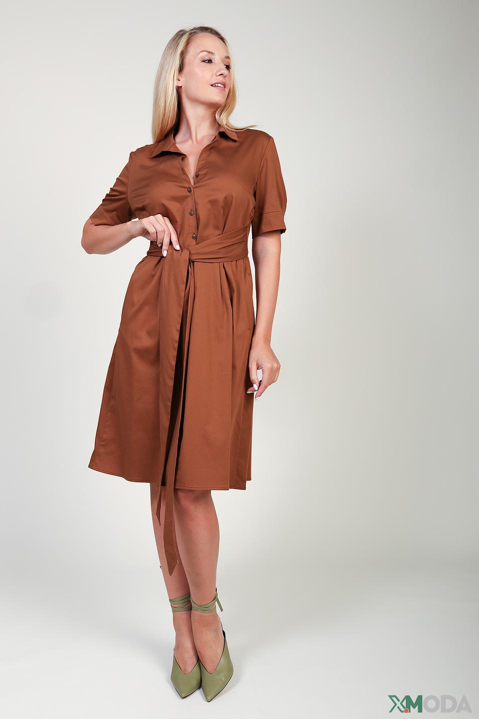 Платье Betty and Co с поясом коричневое