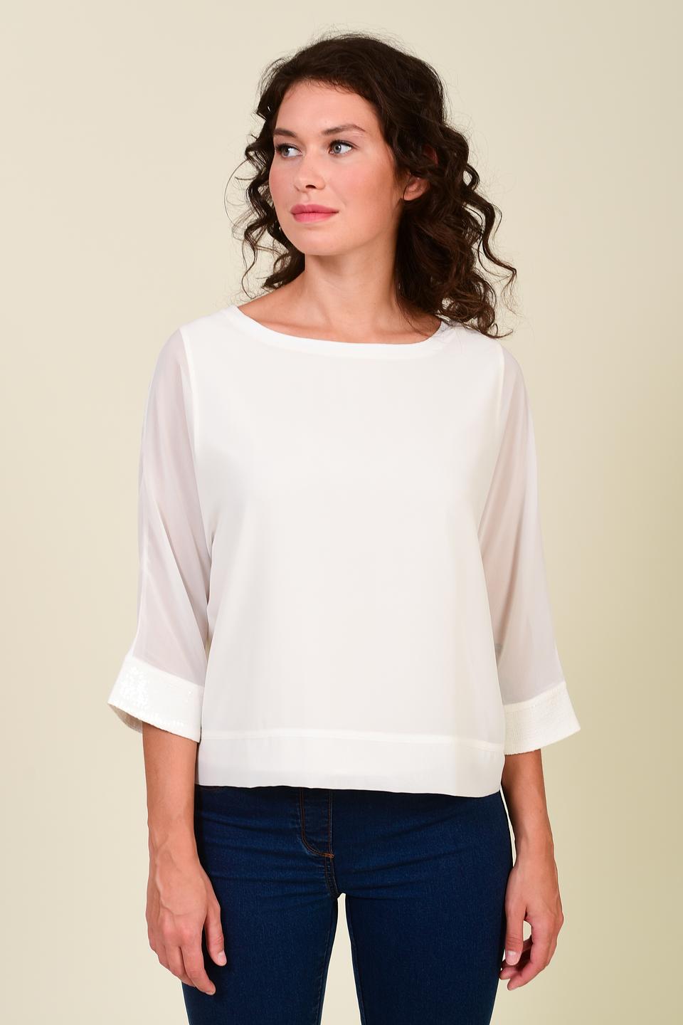 Блуза Pezzo с рукавом 3/4 белая