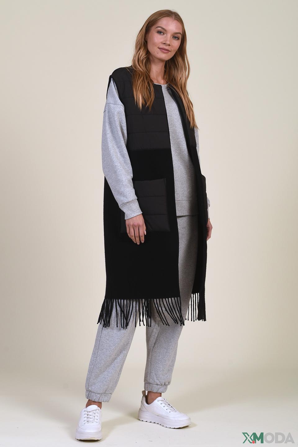 Жилет Marc Cain чёрный с бахромой