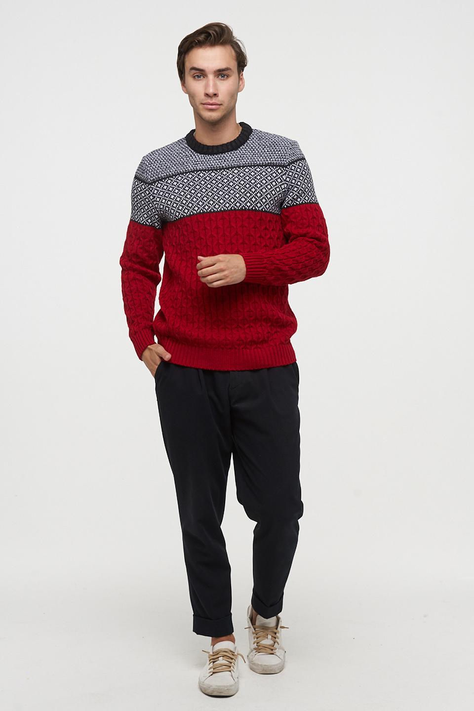 Джемпер VAY мужской с узором красный