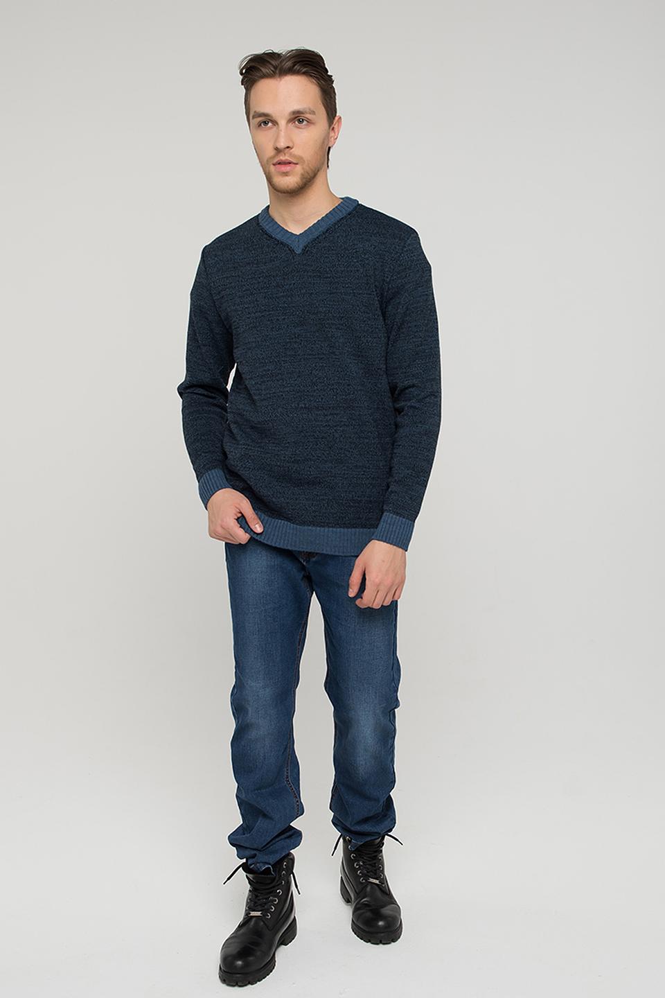 Джемпер VAY мужской V-образный тёмно-синий