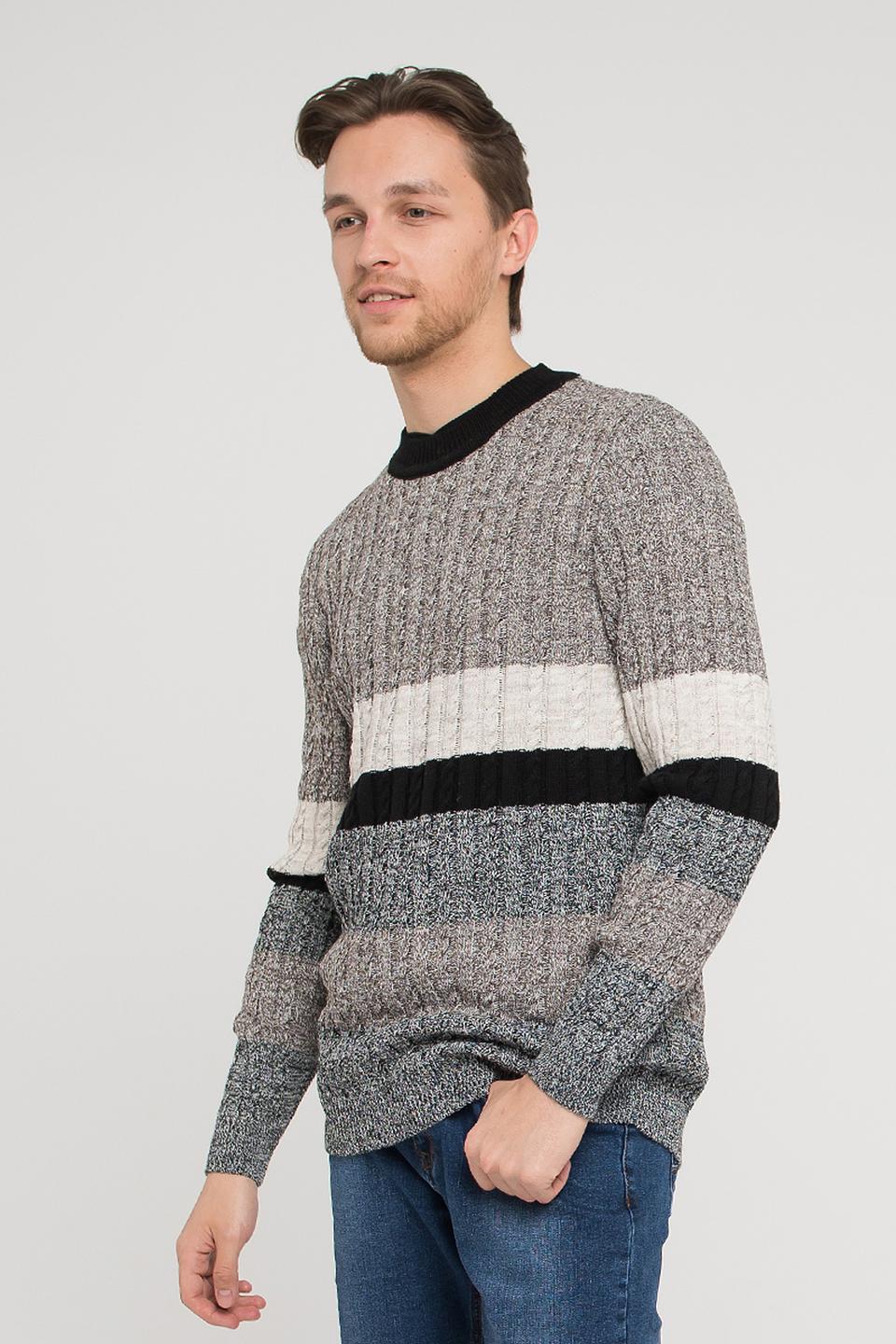 Джемпер VAY мужской в полоску серый