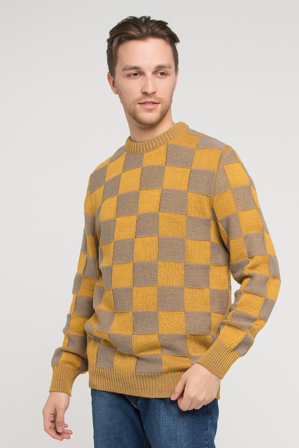 Джемпер VAY в клетку горчичный