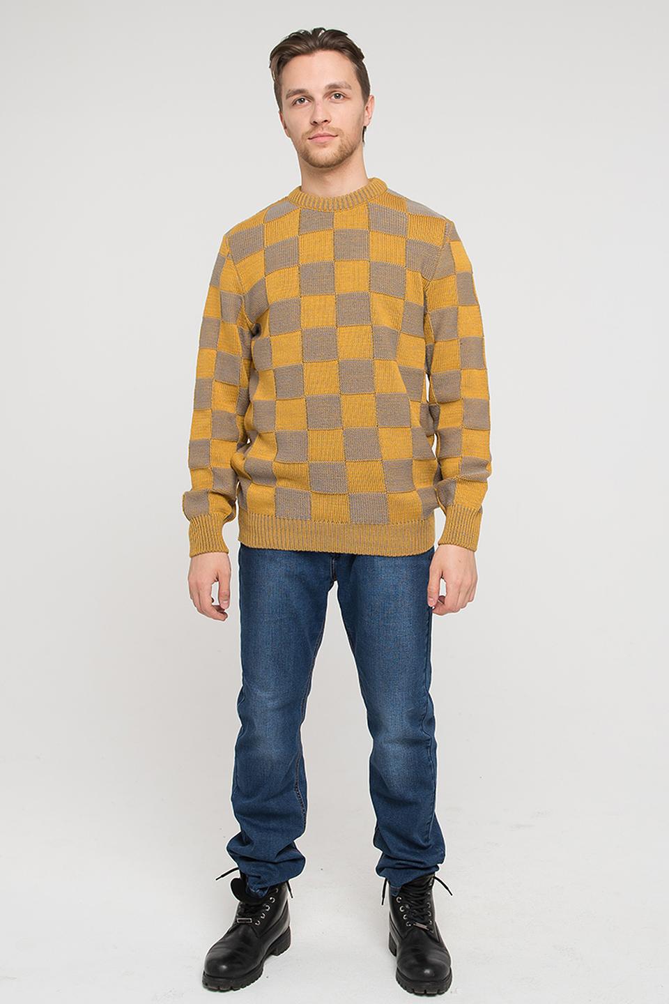 Джемпер VAY в клетку горчичный