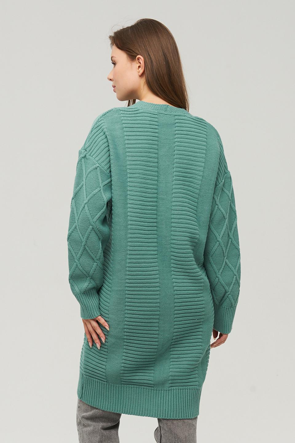 Кардиган VAY с косами изумрудный