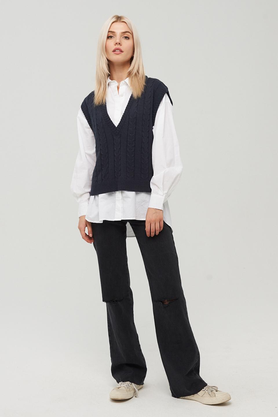 Жилет BE YOU вязаный тёмно-синий