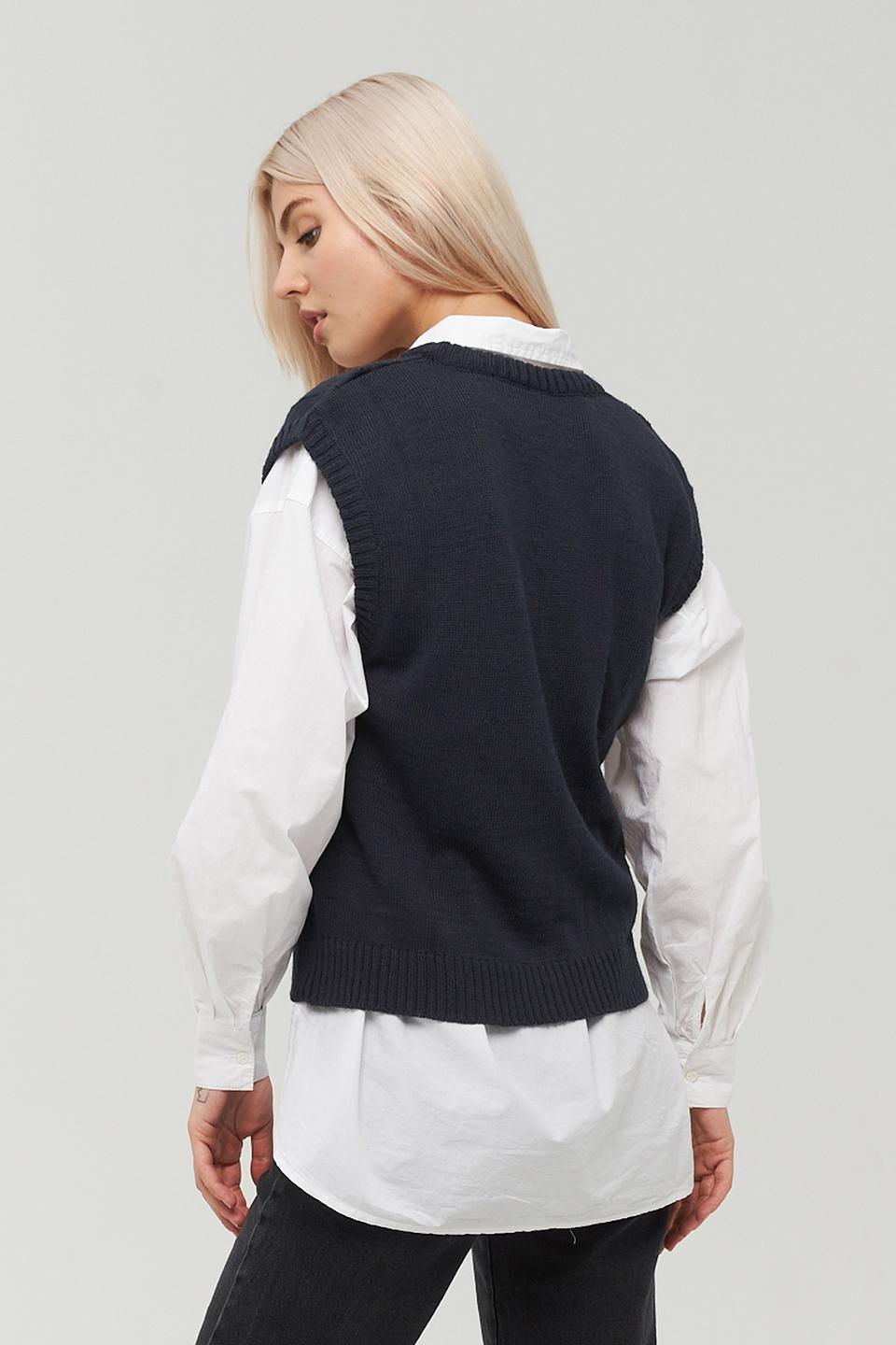 Жилет BE YOU вязаный тёмно-синий