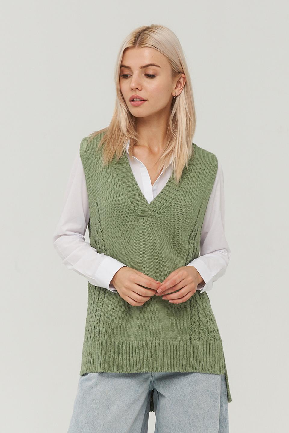 Жилет BE YOU вязаный оливковый
