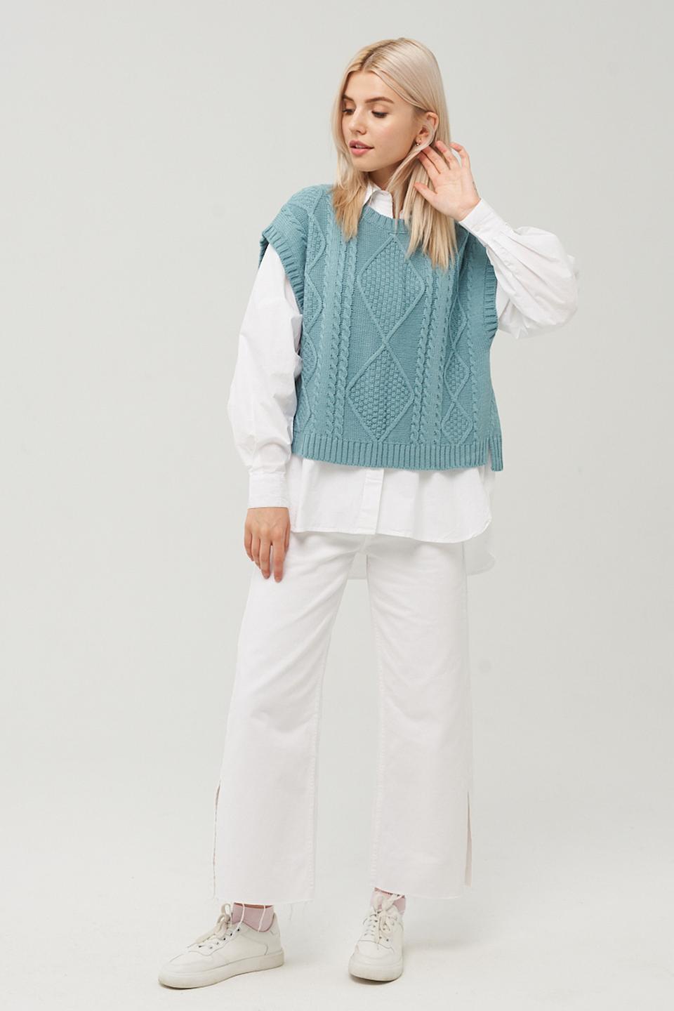 Жилет BE YOU вязаный бирюзовый