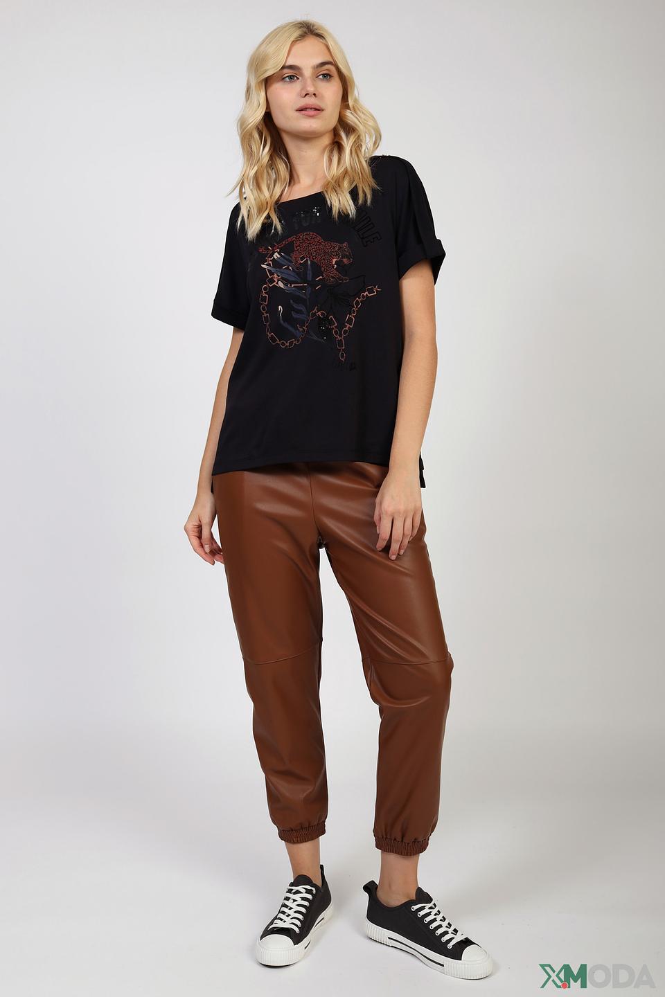 Футболка Marc Cain с леопардом чёрная