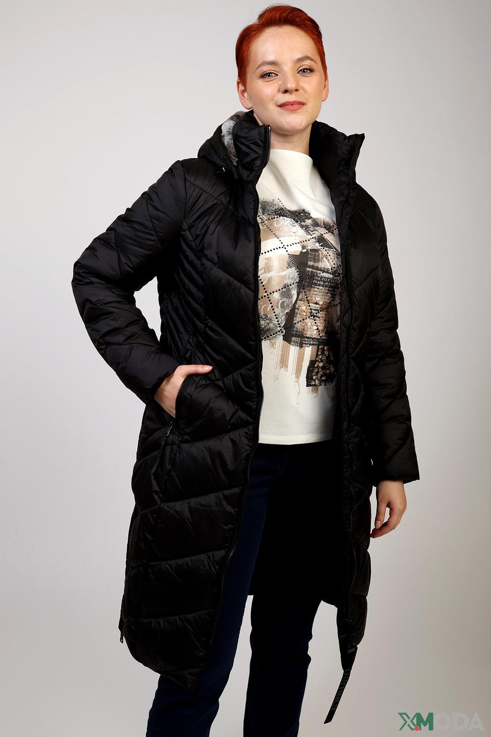 Пальто District стеганое чёрное