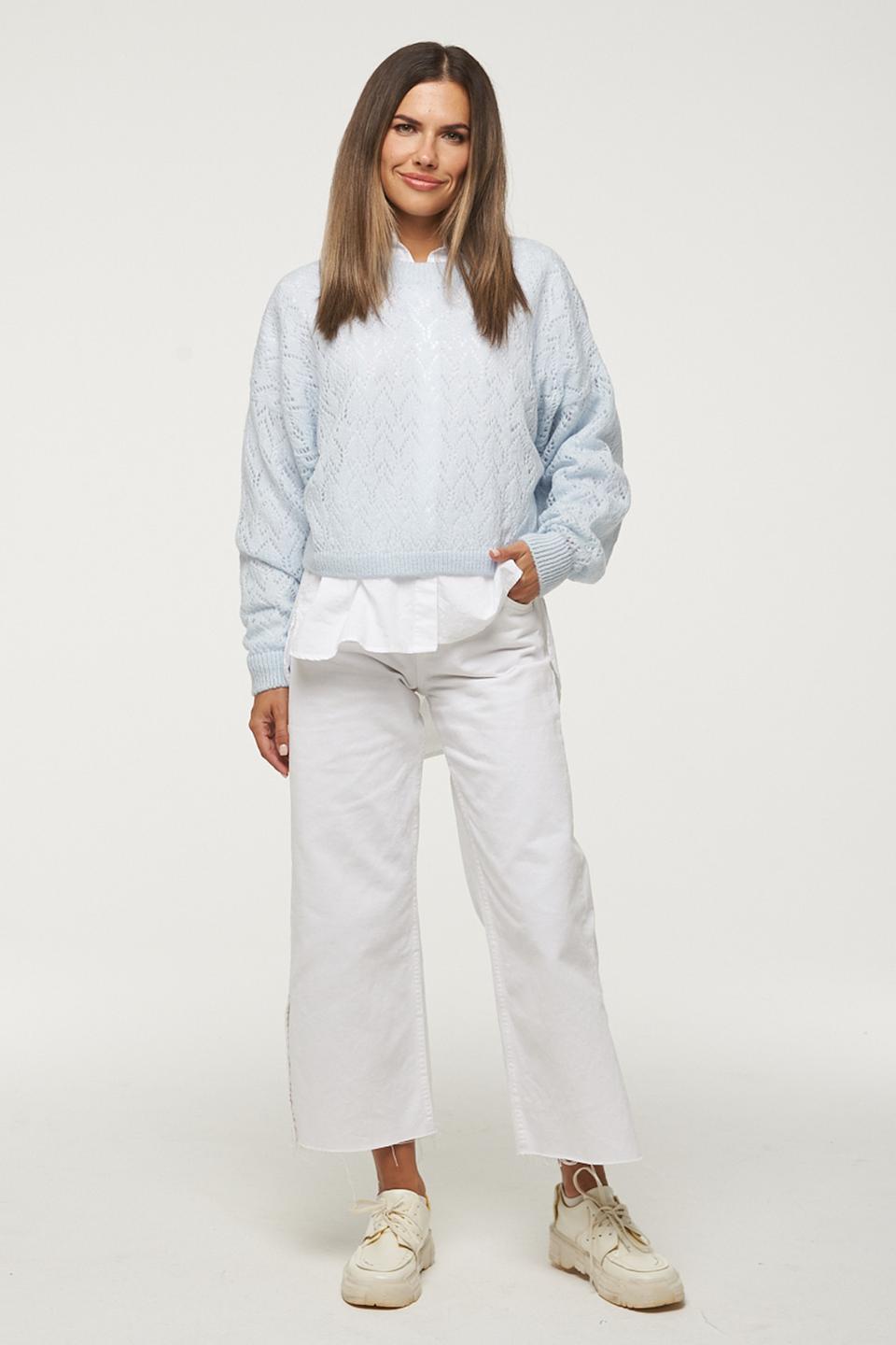 Джемпер BE YOU голубой ажурный