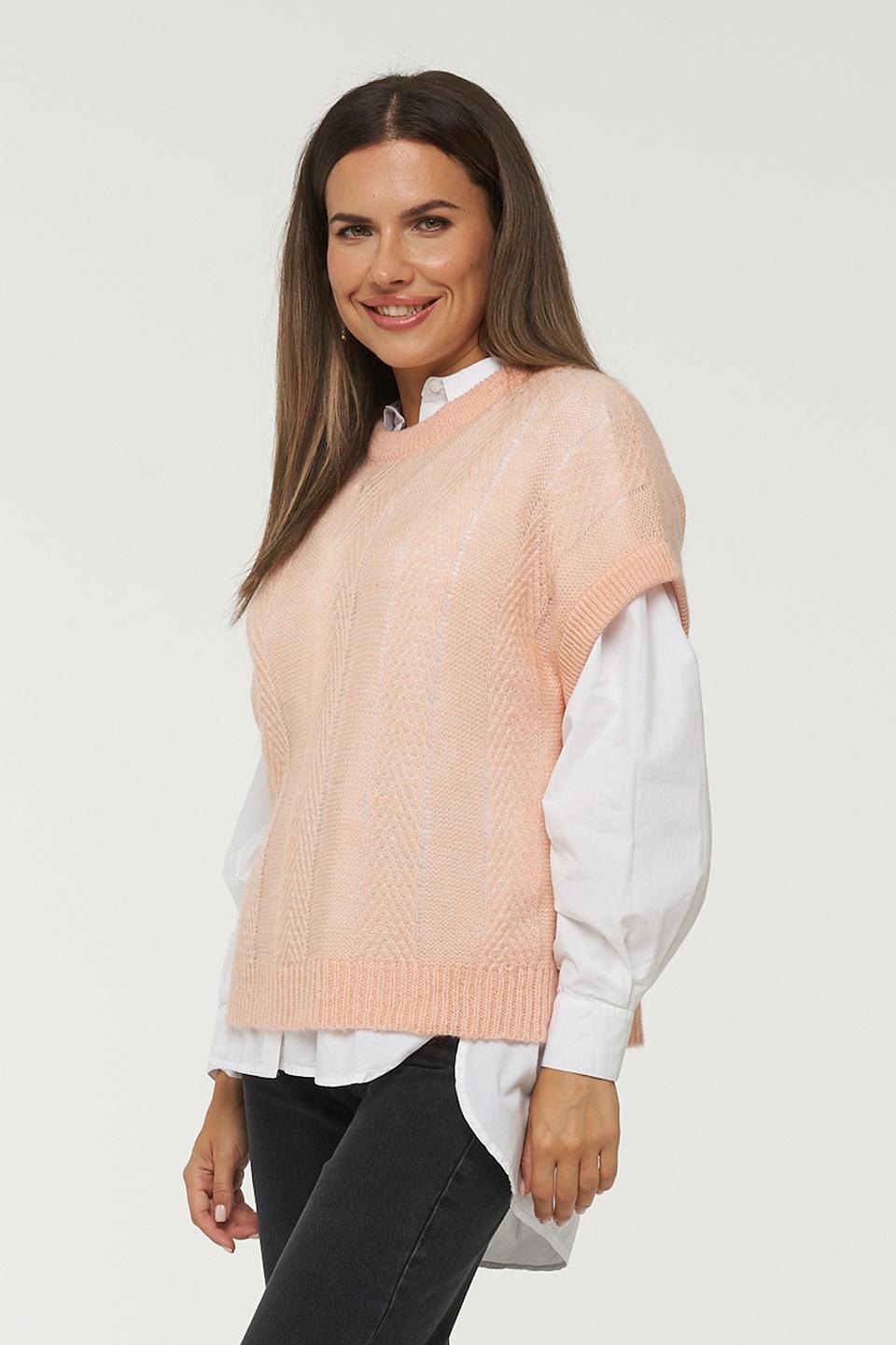 Жилет BE YOU вязаный персиковый