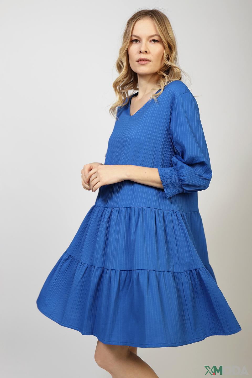 Платье Comma синее с оборками